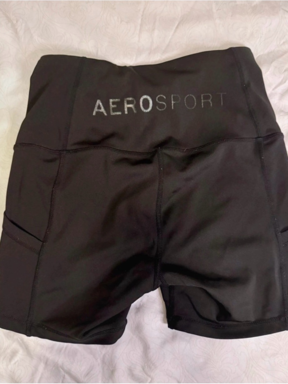 Aeropostale Black AeroSport High-Waist Bike Shorts Sm